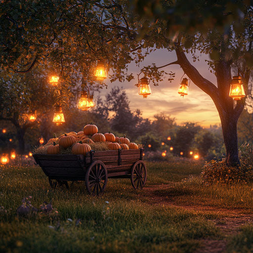 Pumpkin patch at dusk