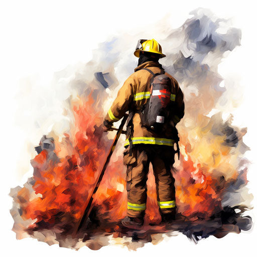 Fireman artwork in Impressionistic style
