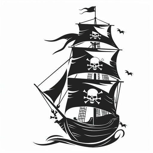 Minimalist Jolly Roger tattoo in black and white
