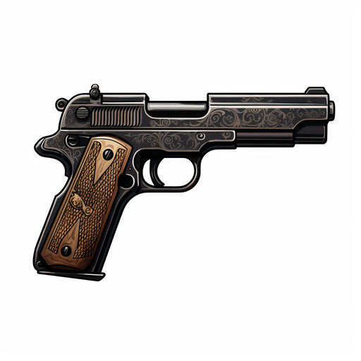 Gun clipart in the style of Chiaroscuro Art, on a white background