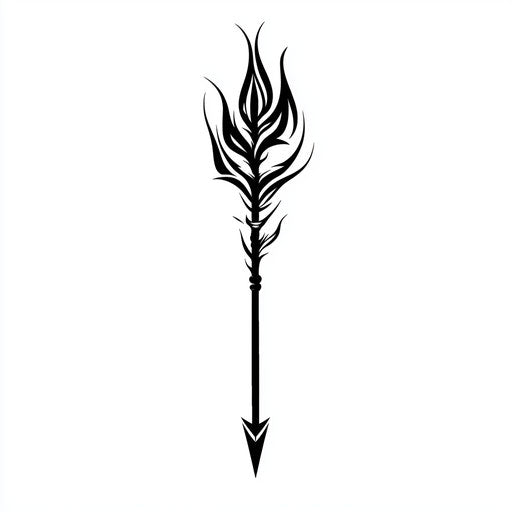 Cool small tattoo clipart style flat with tribal arrow in black ink on white background