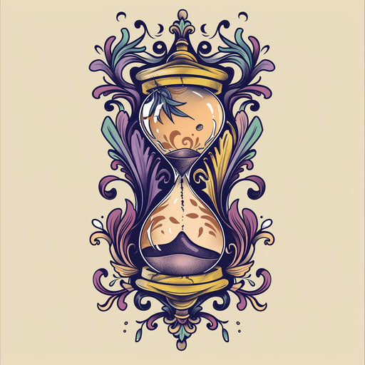Pastel hourglass tattoo sketch