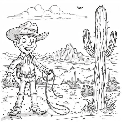 Fun desert with cowboy and cactus holding a lasso