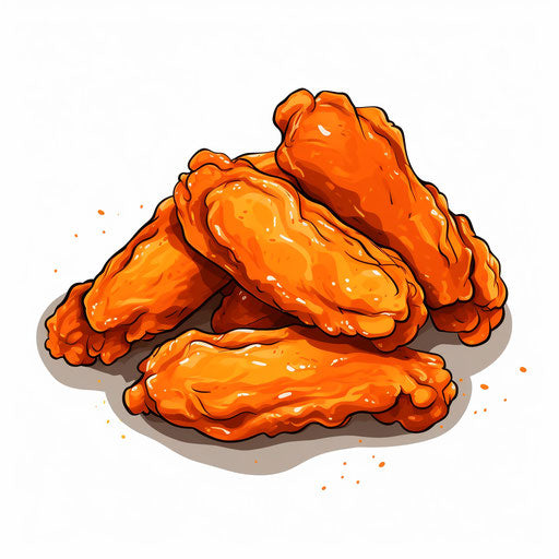 Chicken wing drawing in the Minimalist style, on white background