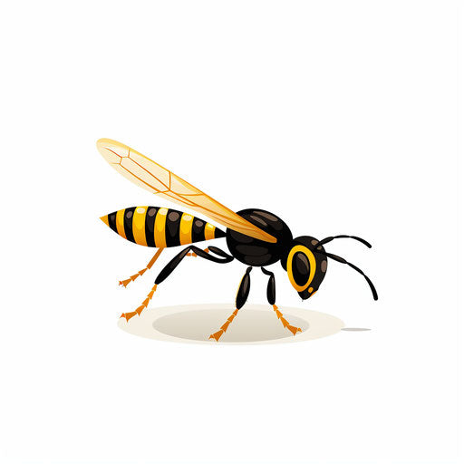 Minimalist wasp clipart on white background