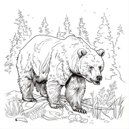 Brown bear strolling in forest