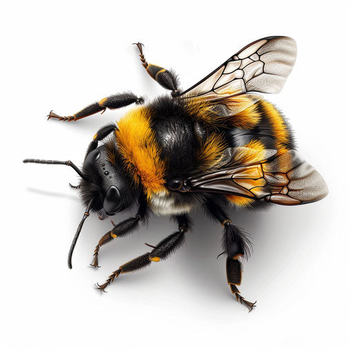 Realistic cute bee illustration on flat white background