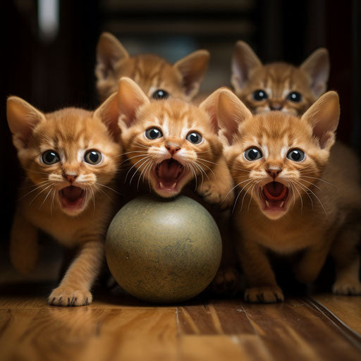 Abyssinian cat kittens playing