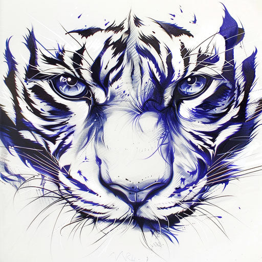 Nautical tattoo sketch in flat style, tiger eyes