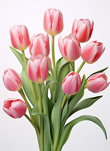 Red tulips in bouquet, digitally enhanced realism