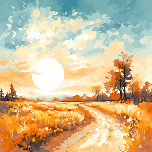 Impressionistic Art, sunlight clipart on white background