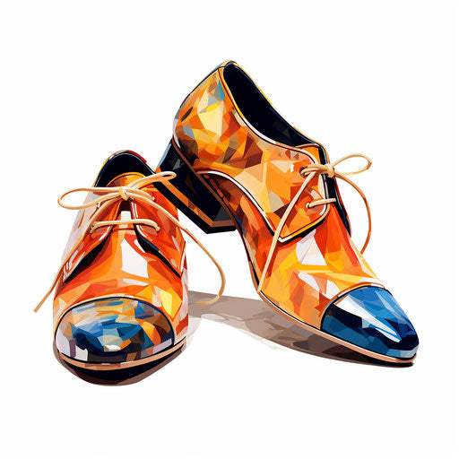 Shoes clipart in the style of oil painting, on white background