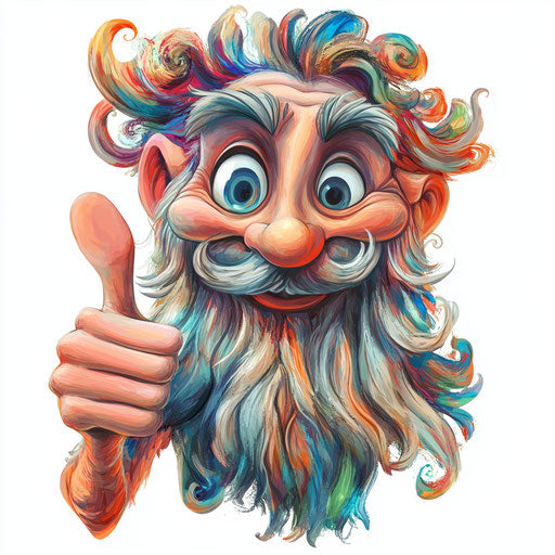 Humorous caricature of a god with human characteristics