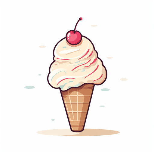 Minimalist style ice cream illustration, on white background