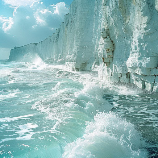 White Cliffs of Dover with crystal clear waves