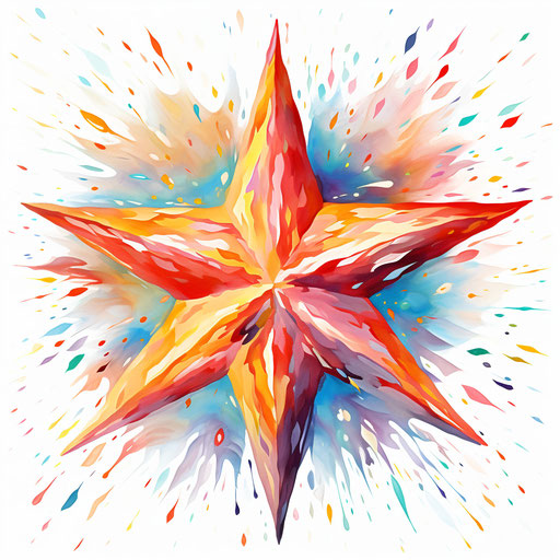 Christmas star clipart in Impressionistic Art style, white background