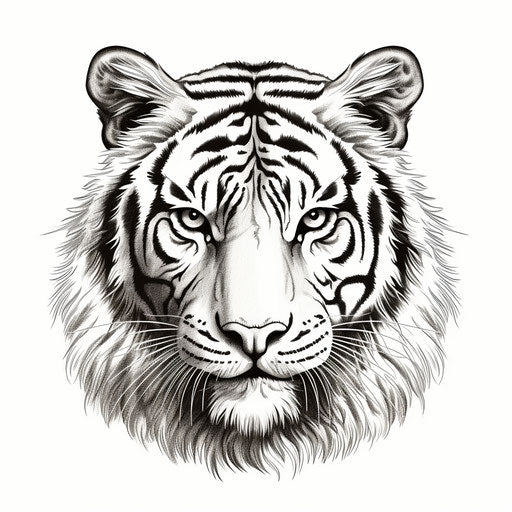 Monochromatic minimalist portraits of tigers