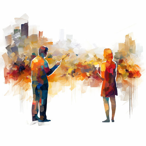 Feedback clipart in the style of Impressionistic Art, on a white background