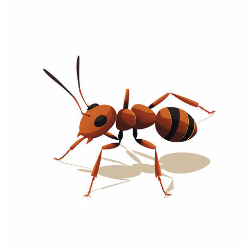 Minimalist ant illustration on white background