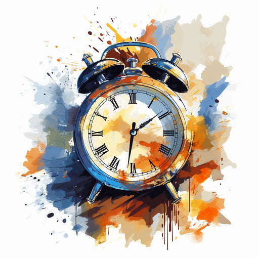 Clock clipart in the style of Oil painting, on a white background