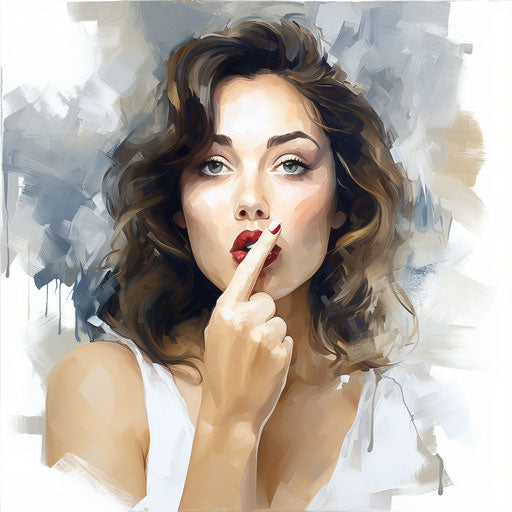 Shhh clipart in the style of Oil painting, on a white background