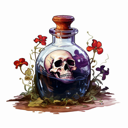 Poison clipart in the style of Oil painting, on a white background
