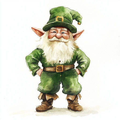 Watercolor leprechaun on white background, single object with edges