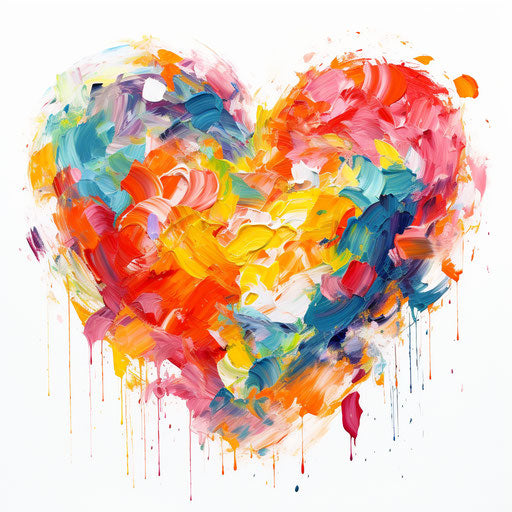 Love heart illustration in the style of Impressionistic Art, on white background