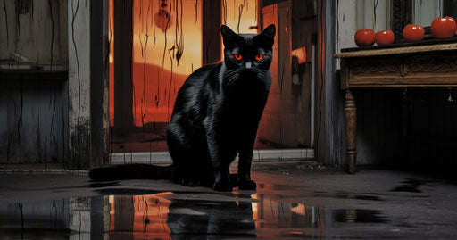 Black cat in apartment, genderless wiccan style, 19:10