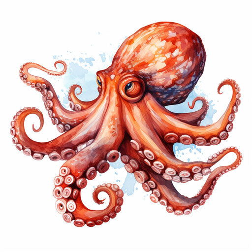 Octopus in oil painting style on white background