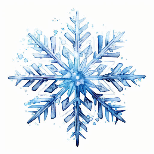 Impressionistic Art style snowflake clipart, on white background