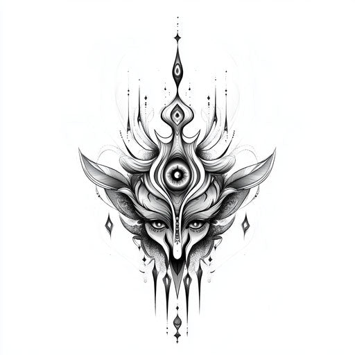 Neck tattoo with mystical third eye motif