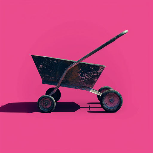 Garden cart on bright magenta background flat and vibrant