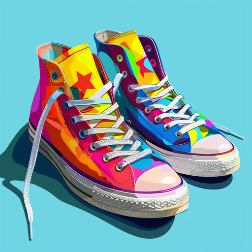 Photo realistic shoes clipart with flat random color background