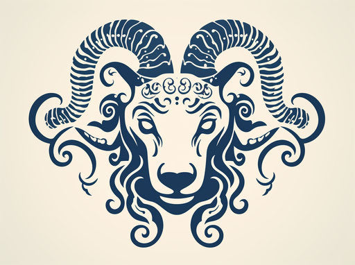 Ram zodiac head tattoo vector