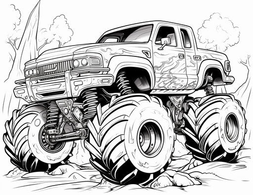 Monster truck coloring pages for kids