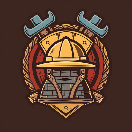 Classic emblem construction logo with traditional colors on a heritage background