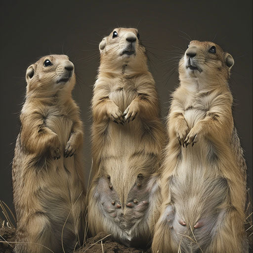 Prairie dogs with regal poses