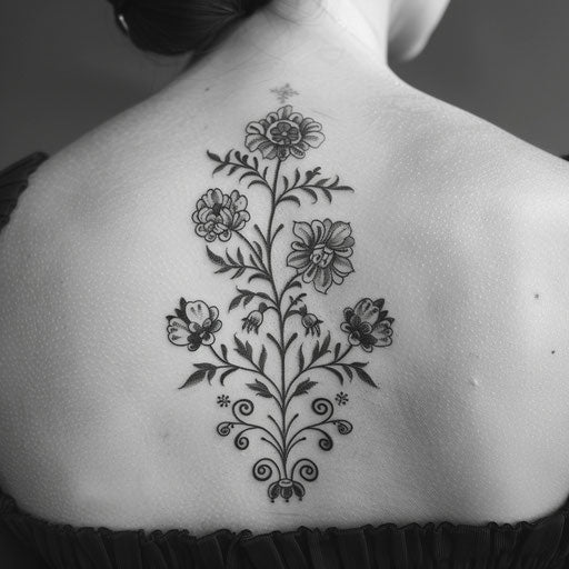 Strength tattoo with floral patterns