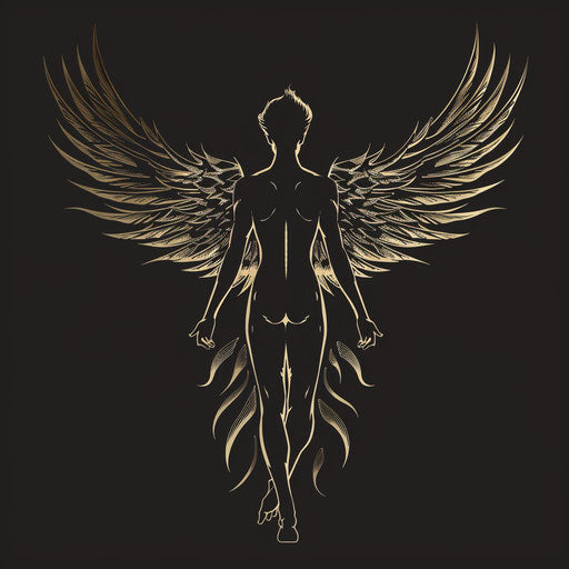 Elegant silhouette with wings, symbolizing freedom