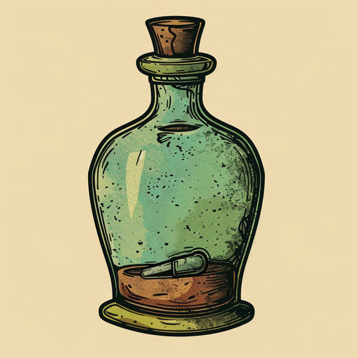 Vintage apothecary bottle in retro clipart style