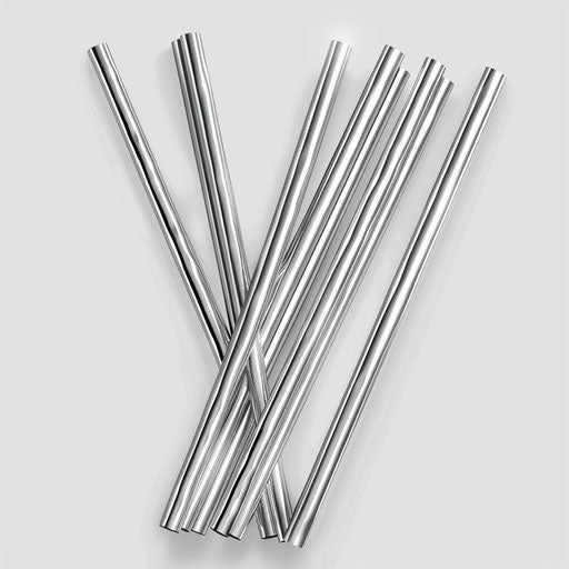 Metallic silver background with realistic straw clipart