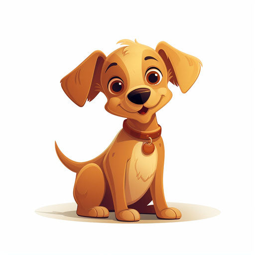Minimalist cartoon dog on white background