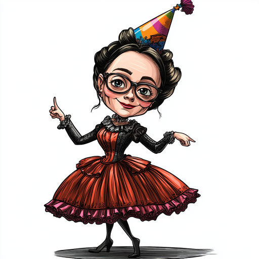 Humorous caricature of an Ada Lovelace clipart with human characteristics