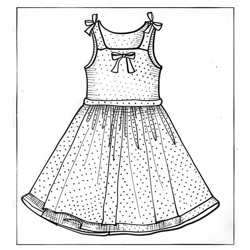 Cheerful polka dot sundress for kids. Coloring book page
