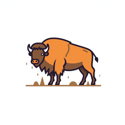 Buffalo illustration in Minimalist style, on white backdrop
