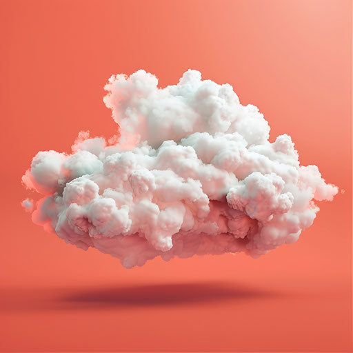 Realistic cloud PNG on vibrant coral background