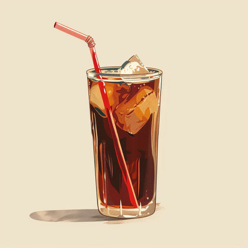 Soda clipart in photo realistic style with a flat random background, vintage filter and delicate lines