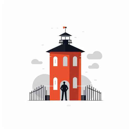 Minimalist style prison clipart on white background