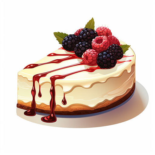 Cheesecake illustration in the style of Chiaroscuro Art, on white background